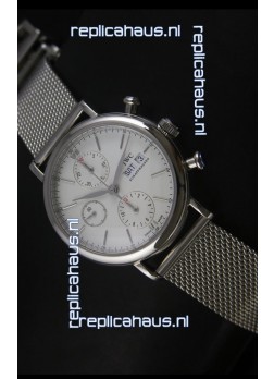IWC Portofino Chronograph Swiss Watch in Mesh Strap White Dial 
