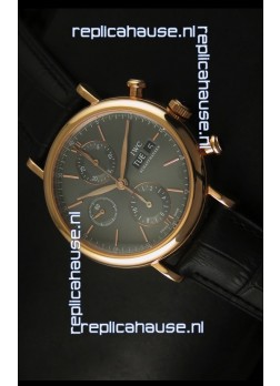 IWC Portofino Chronograph Swiss Watch in Rose Gold Case Grey Dial