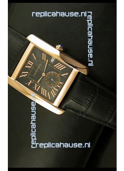 Cartier Tank Anglaise Japanese Replica Watch 34MM - Black Dial Pink Gold 
