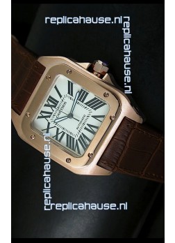 Cartier Santos 100 1:1 Mirror Replica Rose Gold Watch 42MM