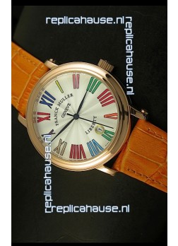 Franck Muller Master of Complications Liberty Japanese Replica Watch in Pink Gold Case