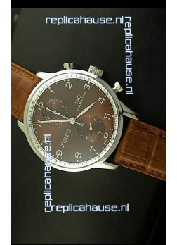IWC Portuguese Chronograph Swiss Replica Watch in Steel Case - 1:1 Mirror Replica Edition