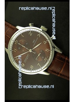 IWC Portuguese Chronograph Swiss Replica Watch in Steel Case - 1:1 Mirror Replica Edition