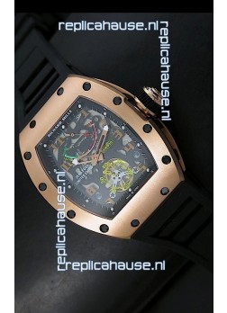 Richard Mille RM002 Power Reserve Tourbillon Swiss Replica Watch in Pink Gold Case 