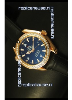 Omega Planet Ocean Rose Gold Plated Swiss Watch with Diamonds