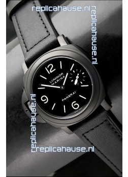 Panerai Luminor Marina Left Hand Wind PVD Swiss Watch - Leather Strap