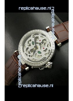 Cartier Pasha Ladies Replica Watch in Skelton Diamond Dial