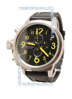 U-Boat Flightdeck Japanese Replica Watch in Black Dial