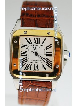 Cartier Santos 100 Swiss Replica Two Tone Watch