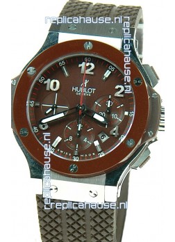 Hublot Big Bang Swiss Replica Watch in Brown Dial Ceramic Bezel