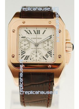 Cartier Santos 100 Swiss Replica Gold Watch