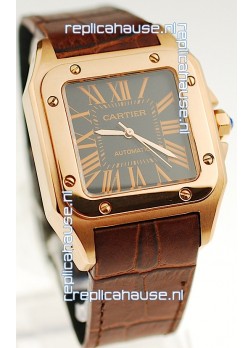 Cartier Santos 100 Swiss Replica Gold Automatic Watch