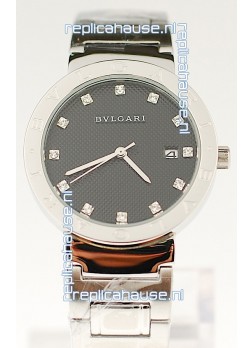 Bvlgari Quartz Japanese Silver Watch in Black Dial