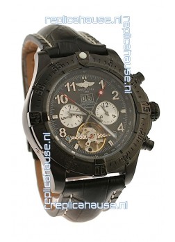 Breitling Chronometre Tourbillon Japanese Replica Watch in Black Dial