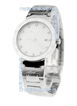 Bvlgari Quartz Japanese Silver Watch in Diamond Markers