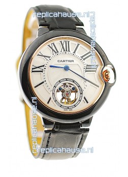 Ballon Bleu De Cartier flying Tourbillon Japanese Replica Watch in White Face