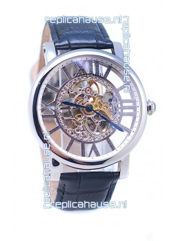 Ronde De Cartier Skeleton Silver Japanese Replica Watch 