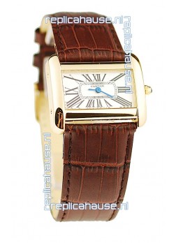 Cartier Tank Divan Japanese Replica Ladies Gold Watch