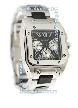 Cartier Santos 100 Japanese Replica Watch in Black Dial