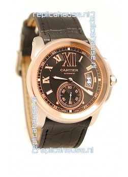Calibre de Cartier Japanese Replica Pink Gold Watch 