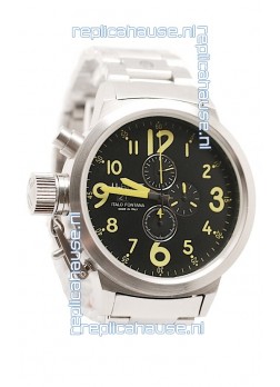 U-Boat Flightdeck Japanese Replica Steel Watch in Green Markers