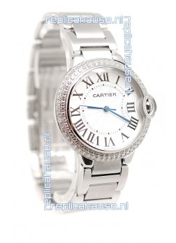 Ballon De Cartier Swiss Replica Mid Sized Watch in Diamond Bezel