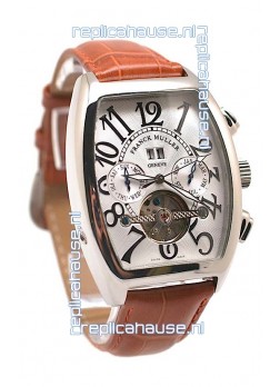 Franck Muller Conquistador Tourbillon Japanese Watch in Brown Strap