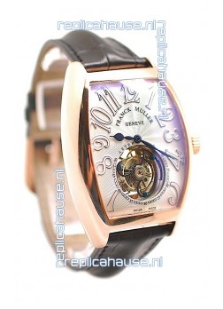 Franck Muller Aeternitas Tourbillon Swiss Replica Gold Watch in Black Strap