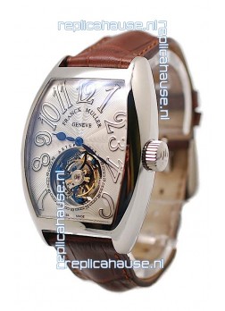 Franck Muller Aeternitas Tourbillon Swiss Replica Gold Watch in Brown Strap