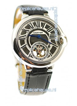 Ballon Bleu De Cartier flying Tourbillon Japanese Replica Steel Watch 