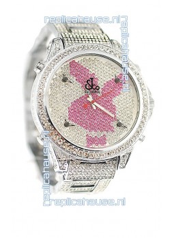 Jacob & Co Diamond Japanese Replica Watch in Pink/White Dial