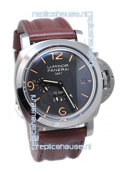 Panerai Luminor GMT 10 Days Swiss Replica Watch in Brown Strap
