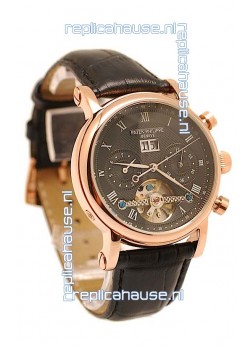 Patek Philippe Grand Complications Tourbillon Gold Watch in Black Dial