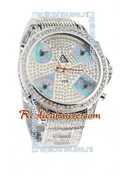 Jacob & Co Diamond Japanese Replica Watch in Light Blue Sub Dial