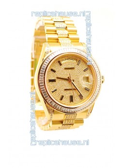 Rolex Day Date Japanese Watch in Yellow gold with Diamonds Dial