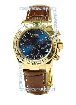 Rolex Daytona Cosmograph Swiss Replica Gold Plated Watch in Blue Dial