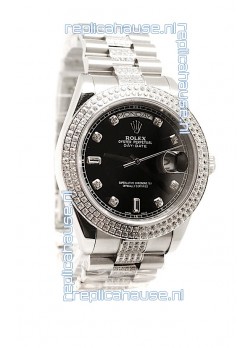 Rolex Day Date Silver Japanese Mens Watch