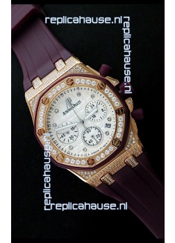 Audemars Piguet Royal Oak Ladies Alinghi Limited Edition Japanese Gold Watch in White Dial