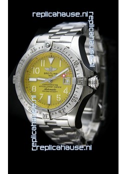 Breitling Chronomat Swiss Replica Watch in Steel Strap Yellow Dial