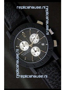 Bvlgari Carbongold Japanese Replica Quartz PVD Watch in Black Dial