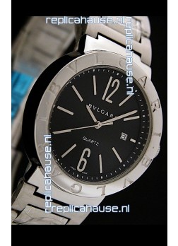 Bvlgari Diagono Japanese Replica Quartz Watch in Black Dial