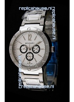 Bvlgari Diagono Japanese Replica Quartz Watch in White Dial