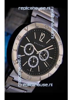 Bvlgari Diagono Japanese Replica Quartz Watch in Black Dial