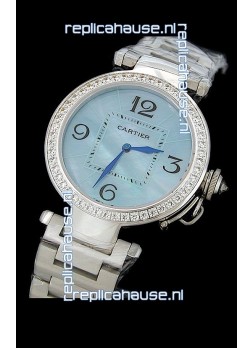 Cartier Pasha de Swiss Replica Automatic Watch in Light Blue Dial