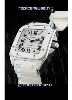 Cartier Santos Swiss Replica Watch in White Dial