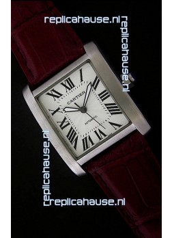 Cartier Tank 100 Japanese Replica Watch in Brown Strap