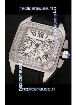 Cartier Santos Swiss Replica Watch in White Dial