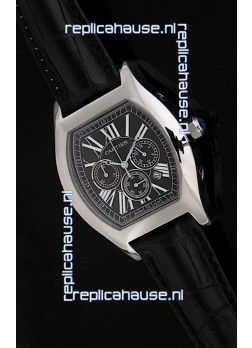 Cartier Tortue Japanese Replica Watch in Black Strap
