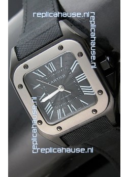 Cartier Santos 100 Japanese Replica Watch with Titanium Bezel