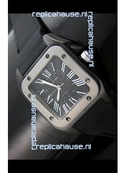 Cartier Santos 100 Japanese Replica Watch in Black Dial